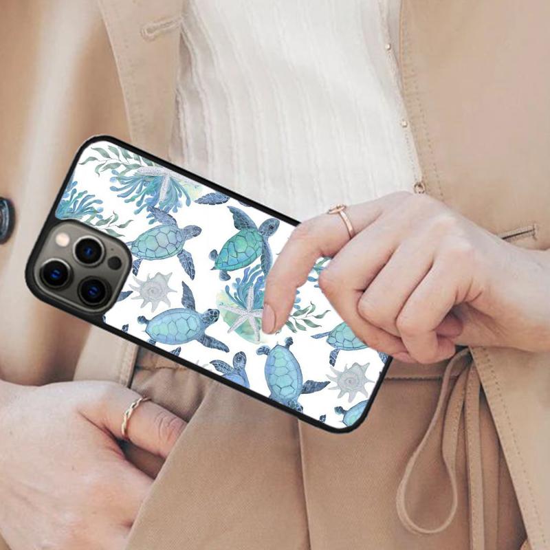 Süße Schildkröten Bemalte Magnetische Handyhülle Für APPLE iPhone 17 Air 16 14 13 12 Pro Max 15 Plus Kabelloses Laden Mit MagSafe Hülle