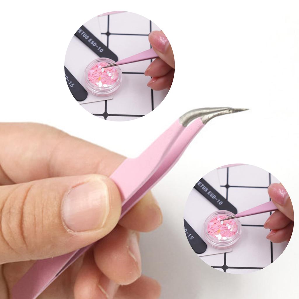 1Pc Stainless Steel Eyelash Extension Tweezers Curved Straight Lashes Tweezer Non-magnetic Eyelashes Nail Makeup Tools Wholesale