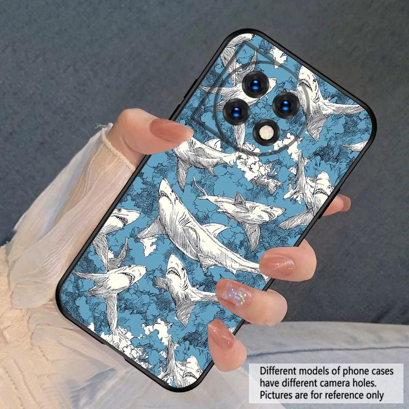 Cartoon Blue Shark For Oneplus 8T 9 9R 10 Pro 11 12 13 13R 5G ACE 5 Nord2 4 CE 3 4 Lite N20 SE N200 silicone soft phone case