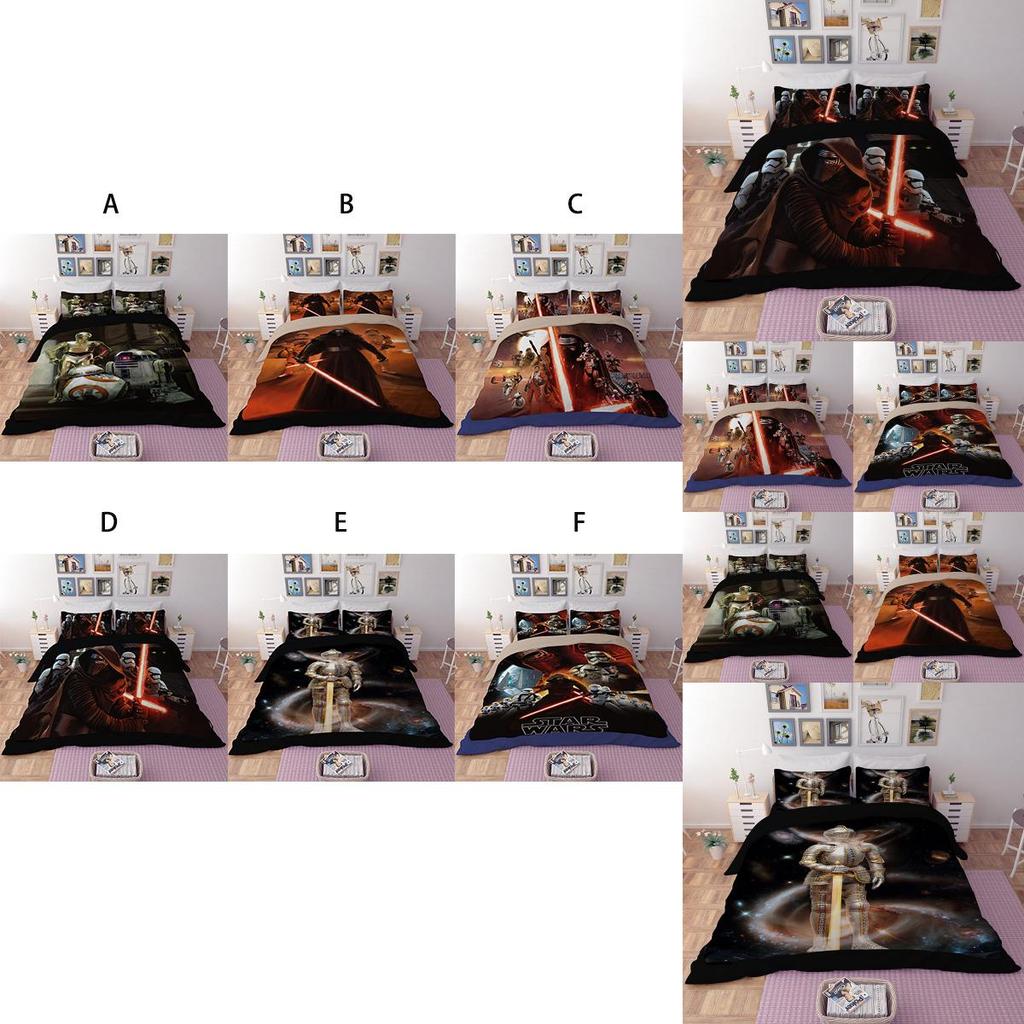 Star Wars Print Film Duvet Comforter Quilt Cover Bedding Set With Matching Pillowcases For Elegant Childrens Room Decor