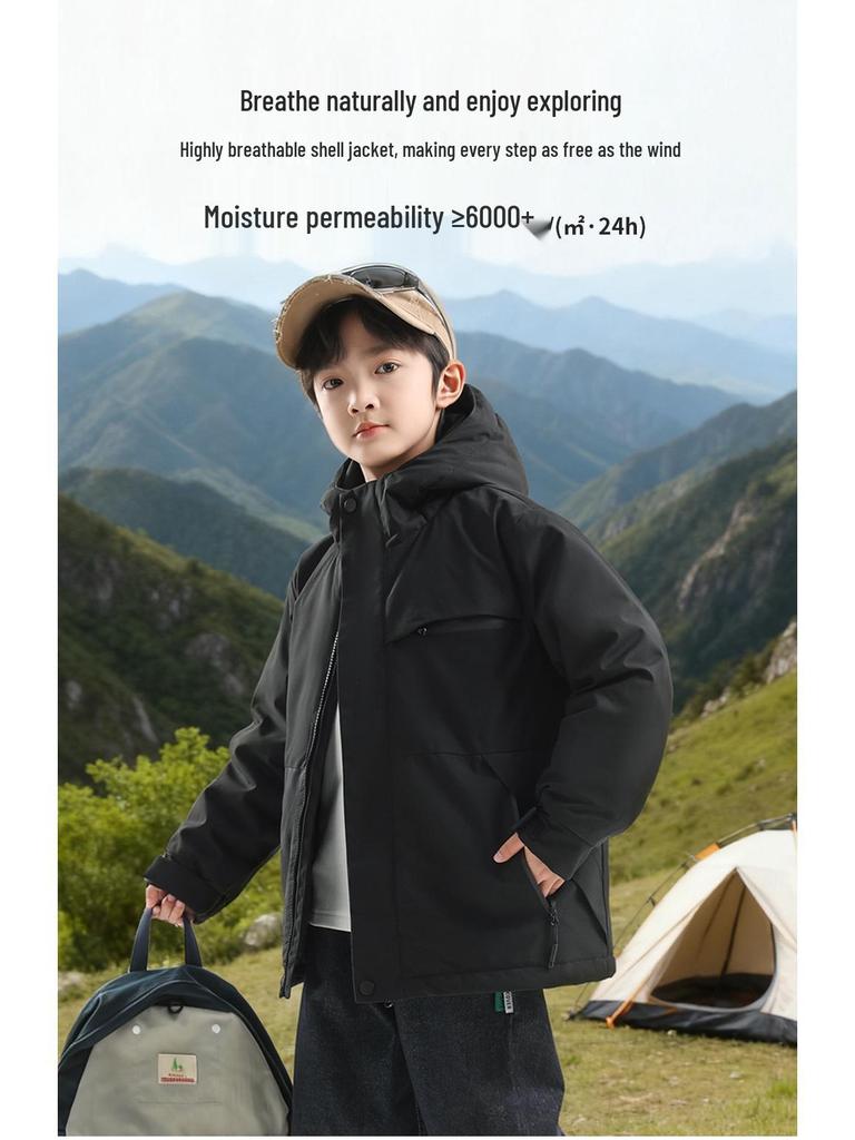 Boys' Winter 2025 Thick Cotton Windbreaker Jacket: Stylish and Warm for Older Kids