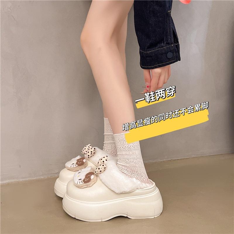 Mao Mao shoes eva lazy shoes women's platform cute cotton shoes women's warm and heightened men's winter velvet Hello Kitty