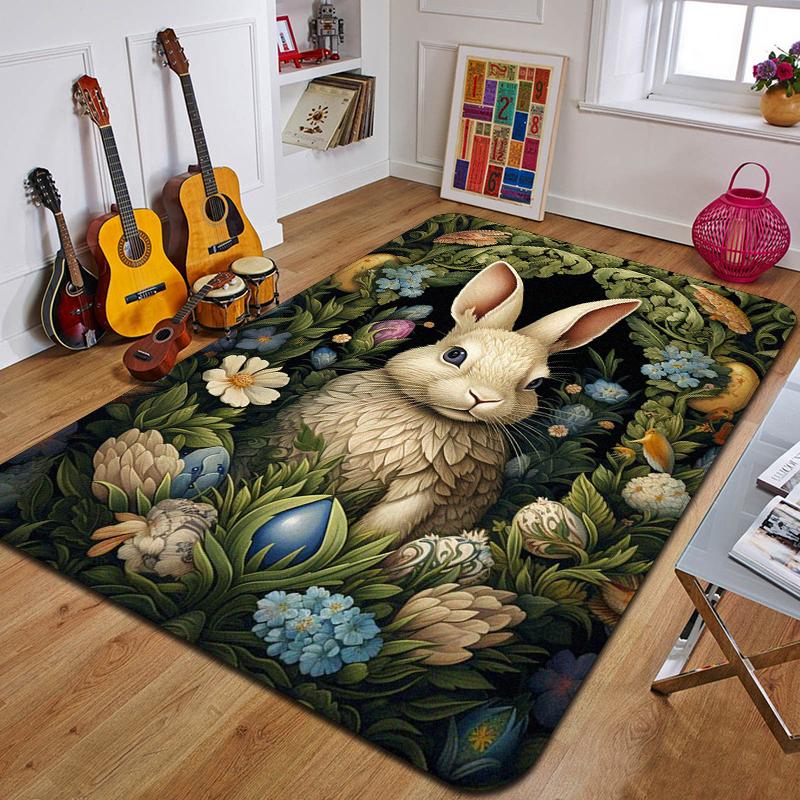 C-Cartoon Rabbit Printed Carpet Fashion Yoga Mat Non-Slip Carpet Bedroom Decoration Outdoor Carpet Bedroom Birthday Gift