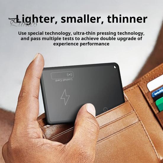 Portafoglio Tracker Carta Ricarica Wireless Design Ultra-Sottile Portatile Impermeabile Localizzatore Oggetti Sottile Compatibile Bluetooth Localizzatore GPS Dispositivo di Tracciamento Sottile