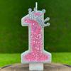 New Handicraft Creative 0-9 Pink Number Crown Birthday Candle With Drip-Prevention Tray Party Anniversary Cake Decoration