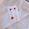 Delicate Asymetric Heart Love Modeling Pendant Ear Line for Women Long Tassel Heart Drop Earrings Fashion Party Jewelry Gifts
