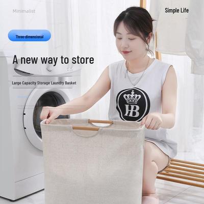 Collapsible Cotton & Linen Laundry Hamper for Bedroom/Bathroom Storage