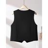 Mode Dames Mouwloos V-Hals Kort Gilet Pak Jas Lente Herfst Gevoerd Gilet Casual Top