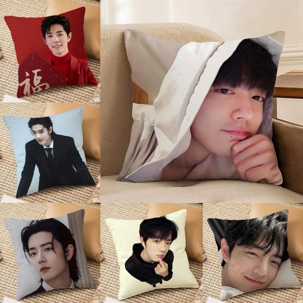 Sean Xiao Zhan Actor Pillow Case Double-Sided Plush Sofa Cushion Covers Organic Breathable Invisible Zipper