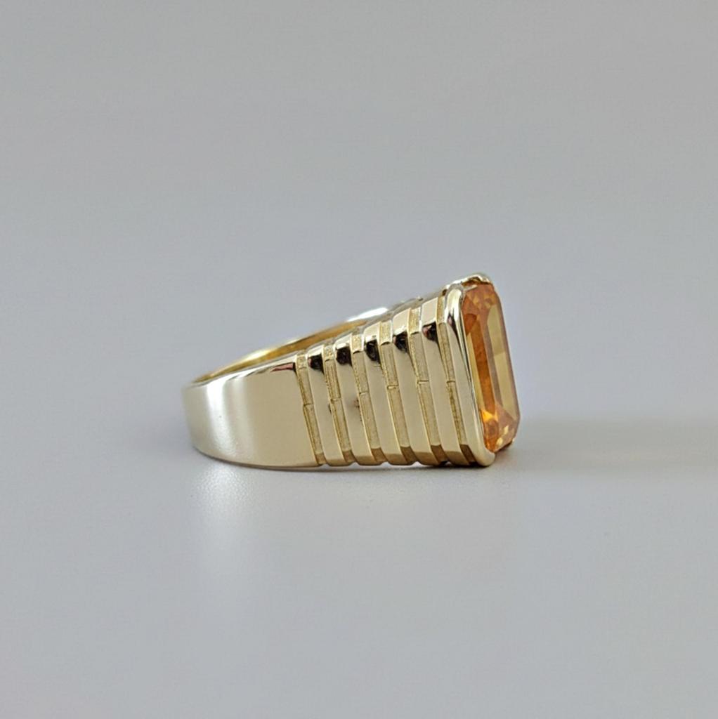 Men Women Citrine Ring, Signet Gemstone Ring, 925 Solid Sterling Silver, Brass Ring, Designer Ring