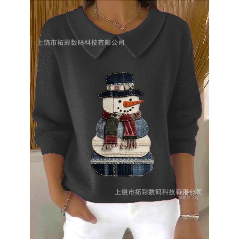 Womens Oversized Long Sleeve Crewneck Sweatshirt 2025 Fall Casual Pullover With 3D Print Acrylic Fabric