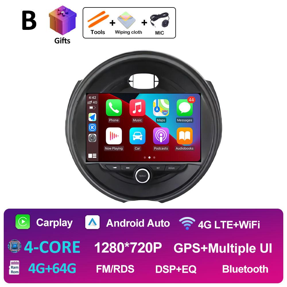 For BMW Mini Cooper Car Multimedia Audio Video Player Android OS Wireless Carplay DSP Stereo QLED IPS Screen Bluetooth Head Unit