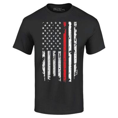 Firefighter American Flag Red Stripe T-shirt USA 4th of July Shirt