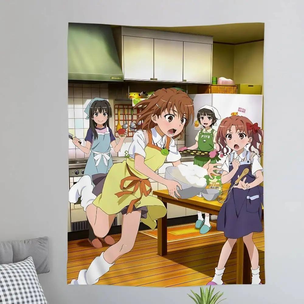 Pewien Kawaii Naukowy Railgun Anime Kreskówka Gobelin Dekoracja Ścienna Domowy Wystrój Domu