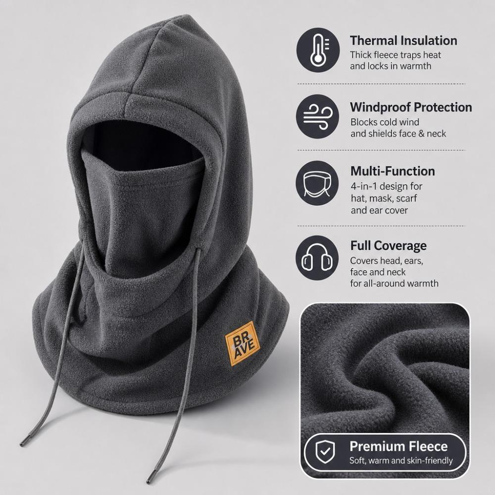 **Winter Warm Hat with Face Mask Men Women Ear Protection Neck Gaiter Windproof Cycling Cold-Proof Balaclava Cap**