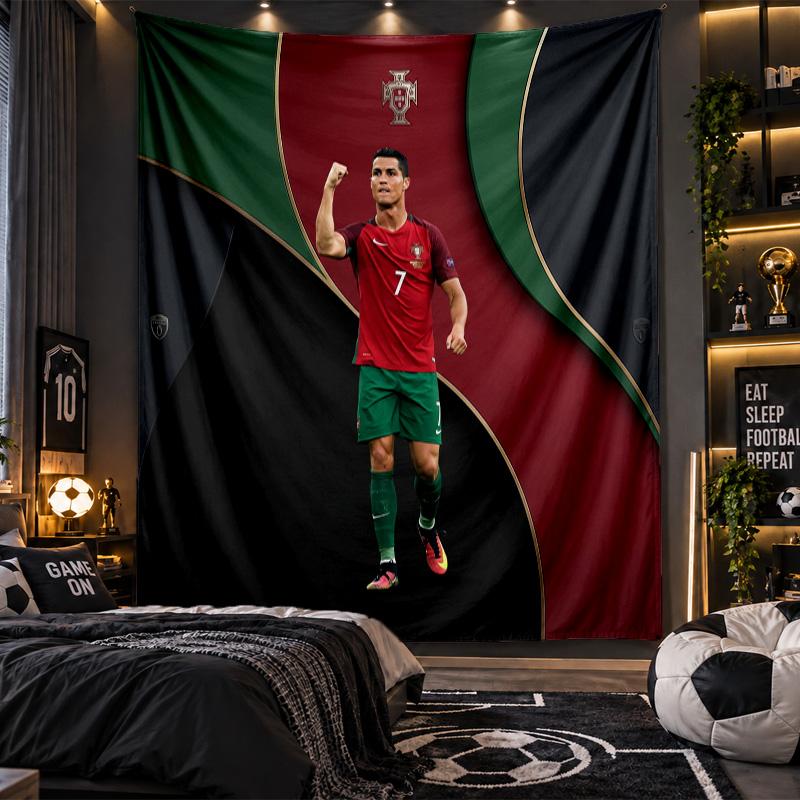 Arazzo da Appendere a Parete Stampa Cristiano Ronaldo Tessuto per Soggiorno Camera da Letto Decorazione per la Casa
