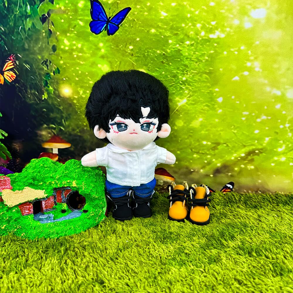 niannyyhouse 15cm Cotton Doll Shoes for Plush Toys, High-Top Martin Boots, Leather Shoes, 4.5cm Shoe Length, Interchangeable (B-black)