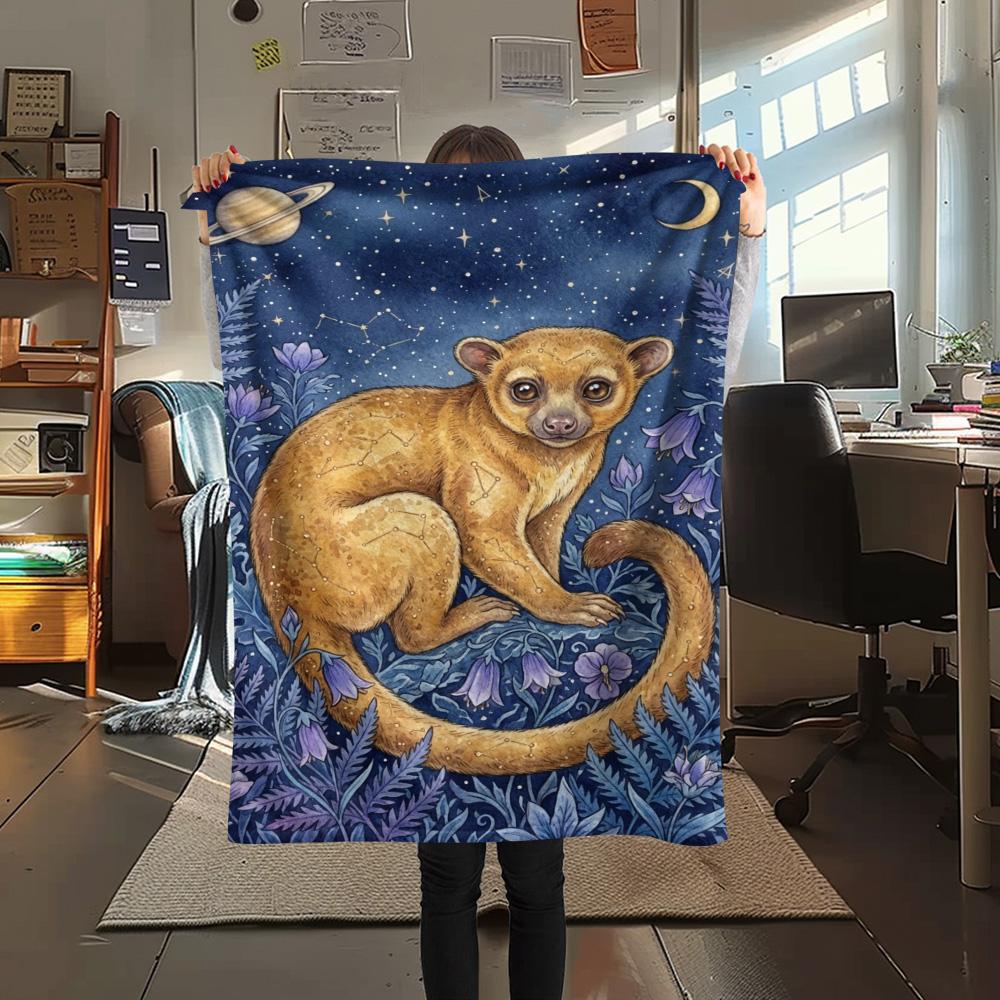 1PC Watercolor style Print FlAannel Blanket, High quality Comfortable for All Seasons, Home Decor, Warmth and Comfort