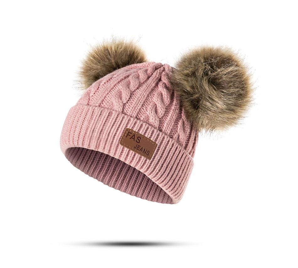 Nuovo cappello da bambino per bambini cappello invernale con pompon cappello carino lavorato a maglia per ragazze ragazzi cappello casual per ragazze berretto da bambino
