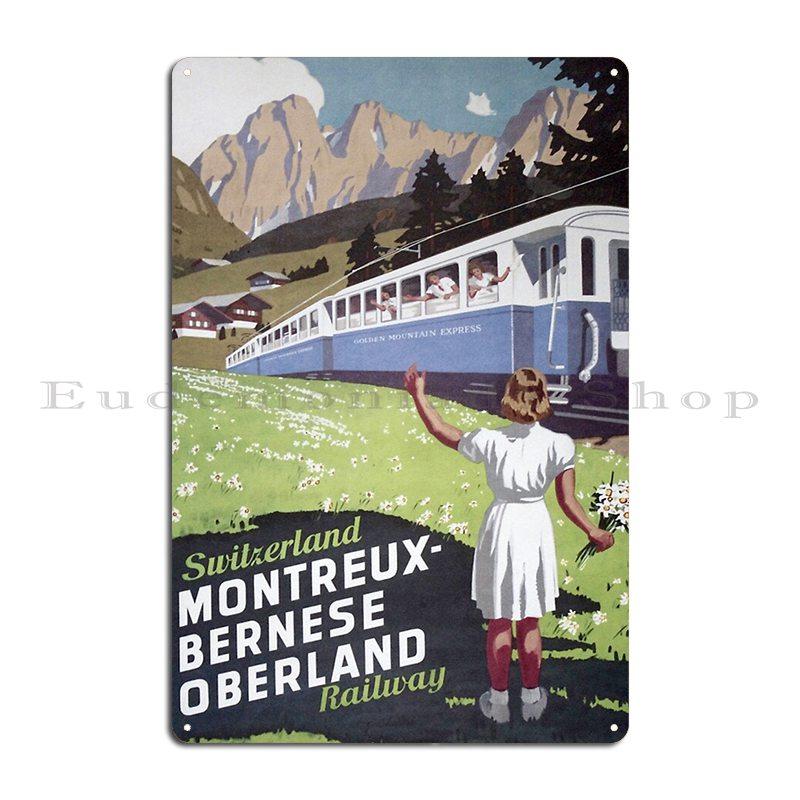 Vintage Zugreise Schweizer Alpen Metallschild Eisen Club Anpassen Party Wanddeko Blechschild Poster 20x30cm
