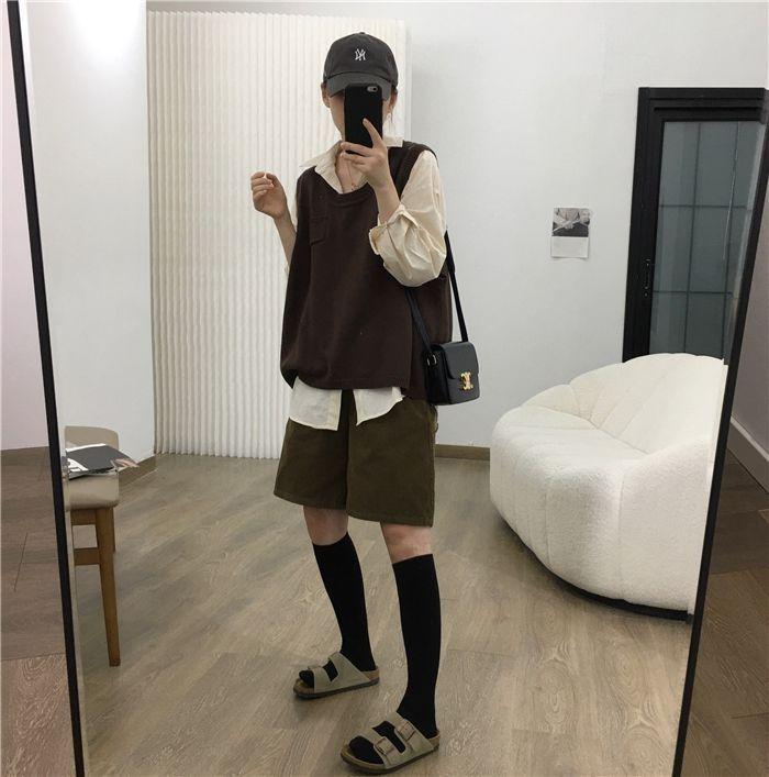 Hoge Taille Retro A-lijn Corduroy Shorts - Dames Herfst & Winter Casual Wijde Pijp Bootcut Stijl.