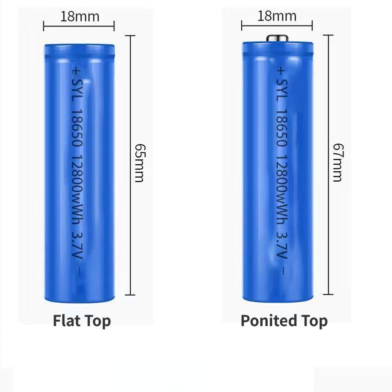 3.7V High Capacity 18650 12800mWh Lithium Battery for Flashlight PowerBank Fan