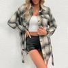 Casual Trend Versatile Autumn and Winter Women's Long Section Plaid Shirt Jacket Women