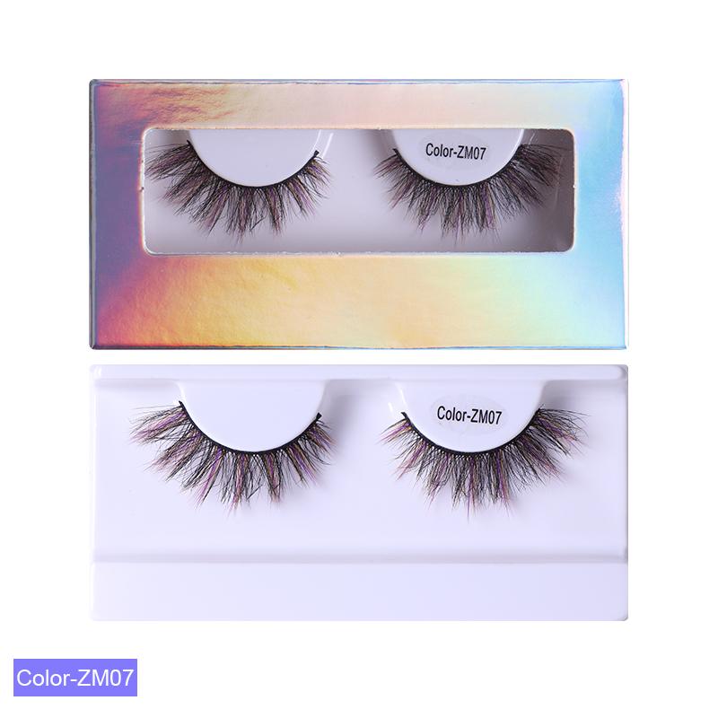 3D 6D Fluffy False Color Eyelashes Natural Full Strip Colored Makeup Cosplay Faux Mink Eyelashes