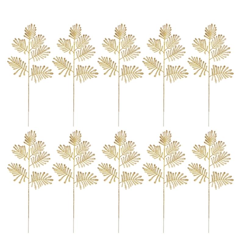 

10Pcs Realistic Artificial Leaf Decorative Golden Leaves For Vase Arrangements Wedding Party Spring Festival Decoration