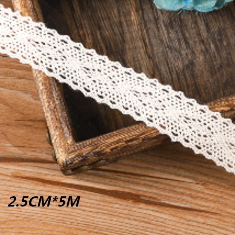 5Meter Roll White Cotton Embroidered Lace Net Ribbons Fabric Trim DIY Decorate Sewing Handmade Craft Materials Bow