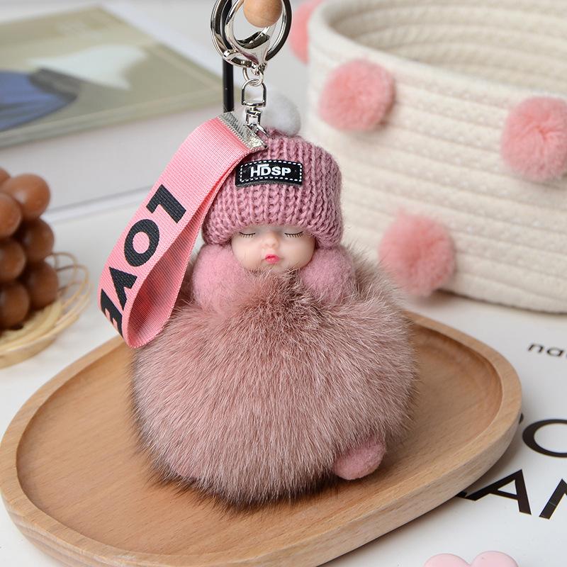 Echter Fuchs Haarball Schlafpuppe Anhänger Plüsch Schlüsselanhänger Accessoires Fell Geschenk Schmuck
