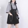 Retro Vintage Women Gothic Girls Punk Mini Dress High Waist Long Sleeve Hat Collar Sexy Gray Black Lolita Plus Size Jurken