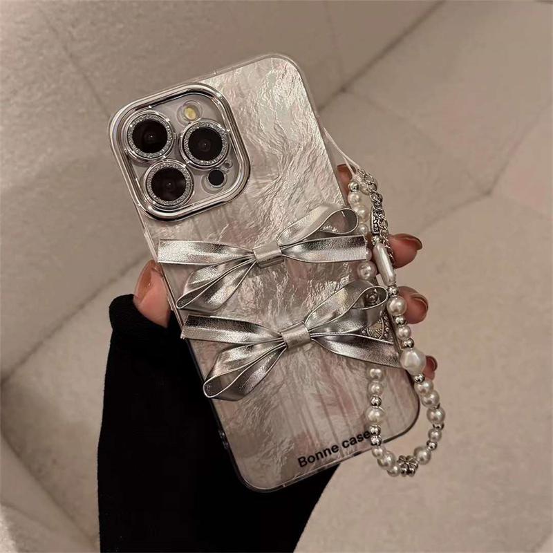 

Роскошный блестящий бант с ремешком для телефона iPhone 11 12 13 14 15 16 Pro Max задняя крышка iPhone 13