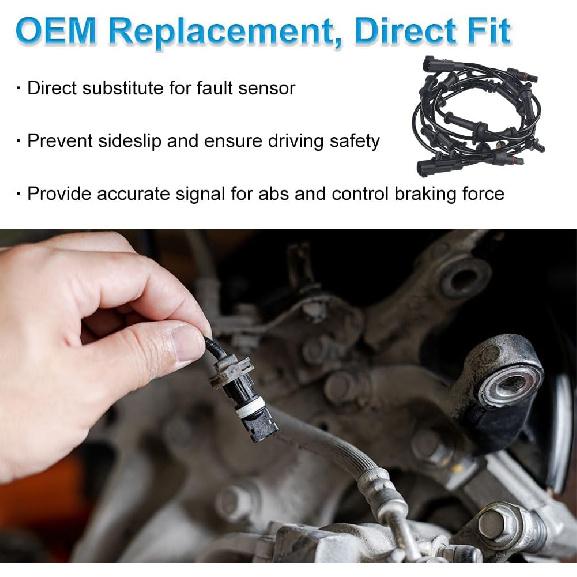 2 Pcs ABS Wheel Speed Sensor Compatible with Jeep Wrangler 3.6L 3.8L 2007 2008 2009 2010 2011 2012 2013 2014 2015 2016 2017, Replacement for