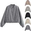 Ladies' Solid Color Fashionable Pocket Long Sleeved Zipper Casual Top  Jacket Jacket