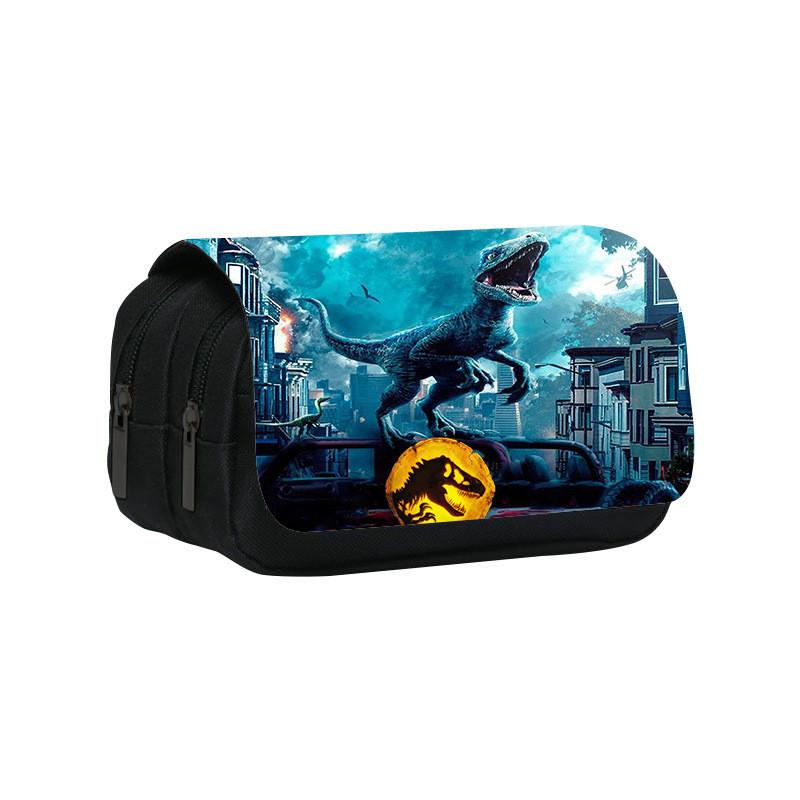 Jurassic World Dinosaur Pattern Double Layer Stationery Storage Bag For Students And Office Use