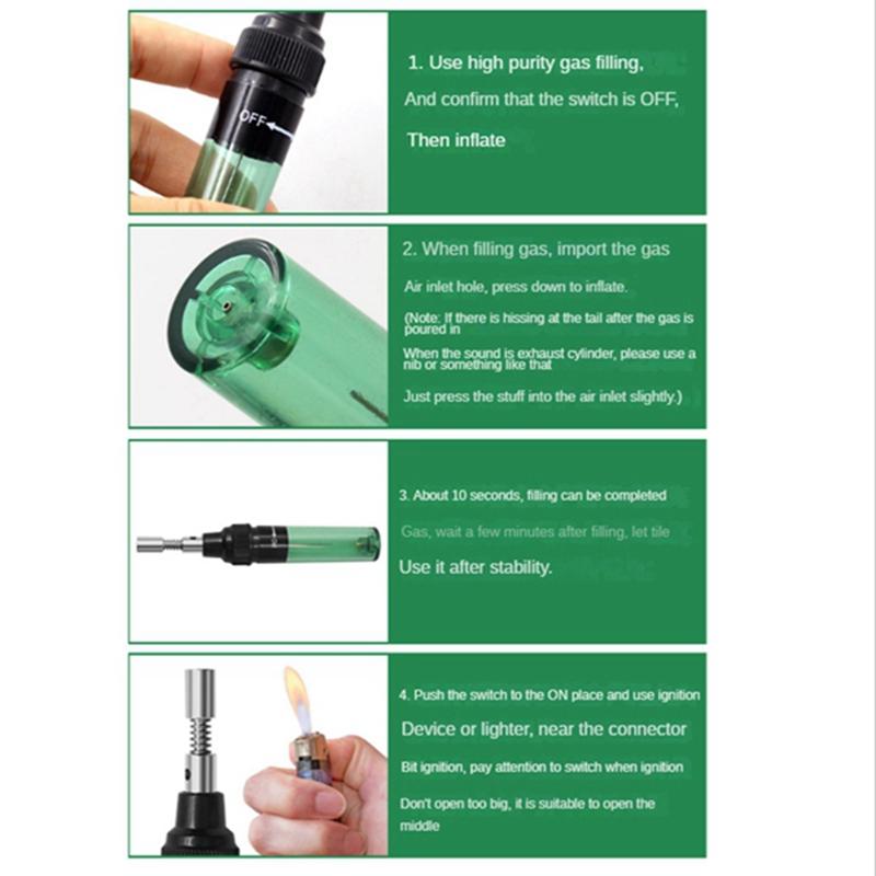1300℃ Celsius Butane 4 In 1 Gas Soldering Iron Cordless Butane Gas Welding Pen Soldering Kit A