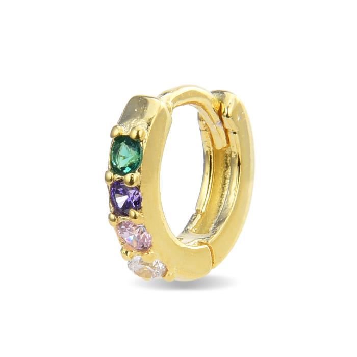 Boucles D'oreilles Ansung Argent 925 Plaqué Or Jaune 18 Carats