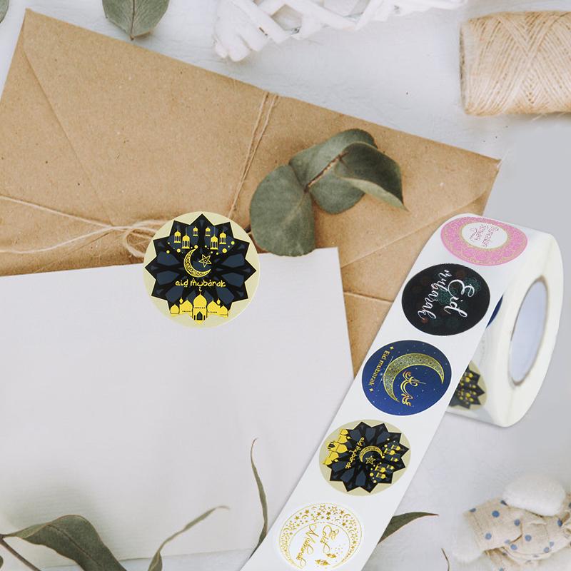 500Pcs EID Mubarak Stickers Gift Bag Candy Box Seal Lables Ramadan Kareem Paper Sticker Islamic Muslim Party DIY Decoration 2025