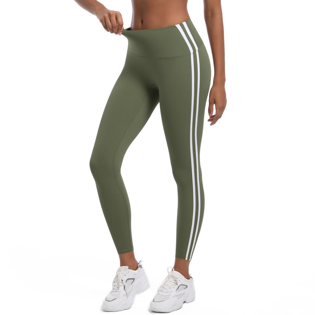 New Striped Pants For Wearing High Waisted And Slimming Sports Barbie Pants, Peach Hip Lifting Running And Fitness Yoga Pants For Women