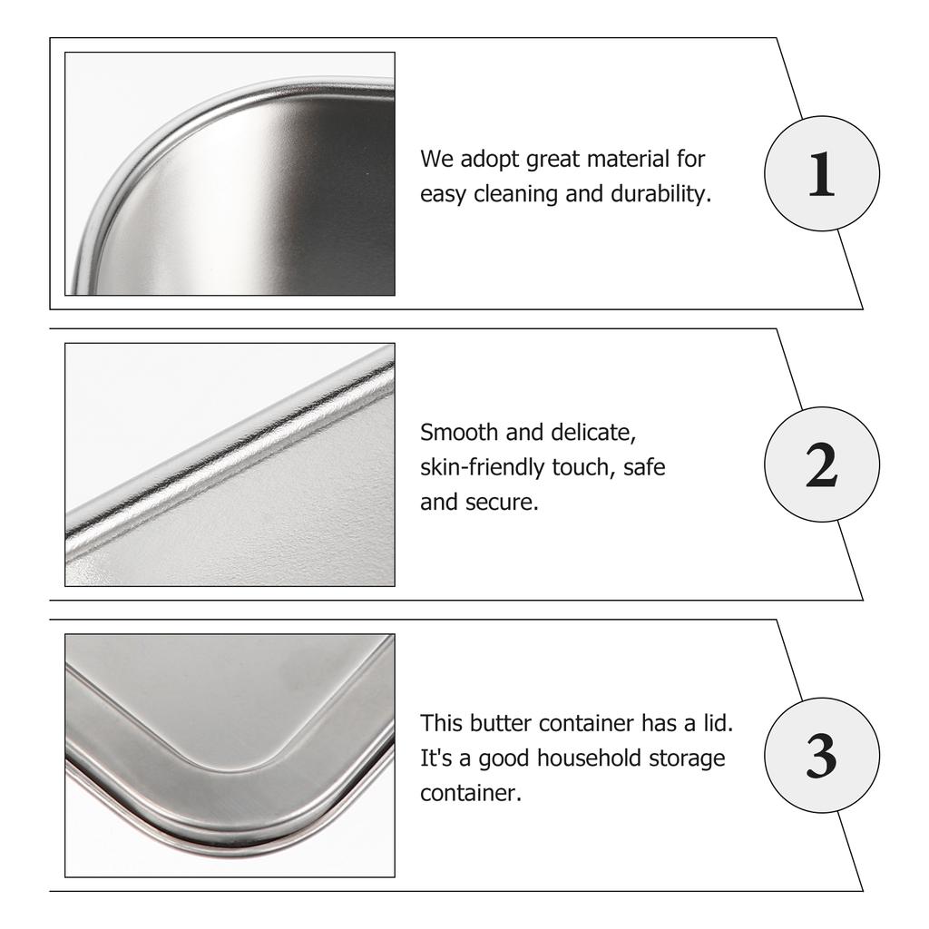 Stainless Steel Storage Box Kitchen Supply Butter Container Holder for Home Food Mini-fridge Baking Tray
