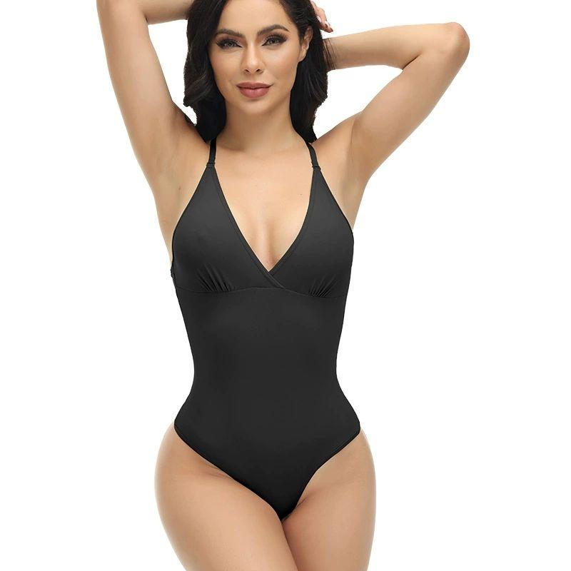 

Fashion Cross-Border New Arrival Plus Size Sling One-Piece Corset Belly and Waist Shaping Body Stretch Bodysuit Women Black S