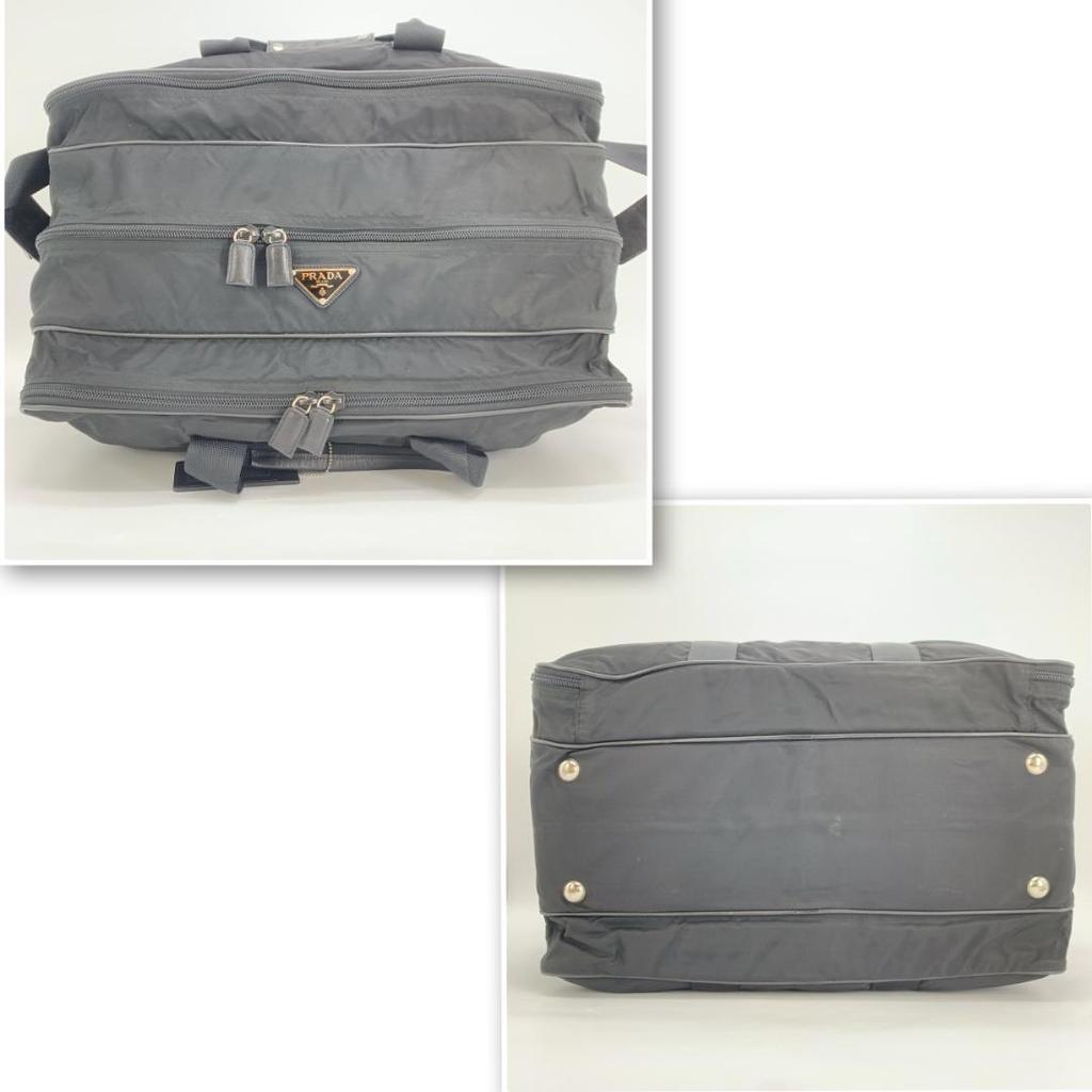 PRADA Boston Bag Travel Bag Shoulder Bag Large Logo Tessuto Nylon Saffiano Leather Black Triangle Logo Plate A4 Capacity 2WAY Men's