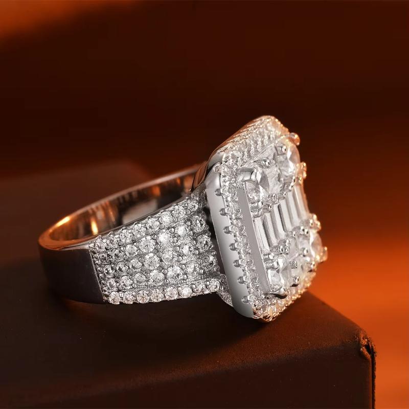 Popular European and American Models Inlaid with Shining Zircon Ring-925 Silver-plated French Bread Shape Design-holiday Gift