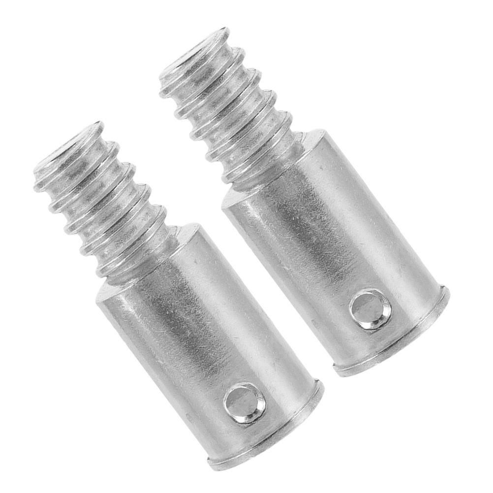 2 Pcs Aluminum Alloy Threaded Broom Handle End Extension Pole Attachment Mop Stick Tip Connector Cap For Rods Hardware