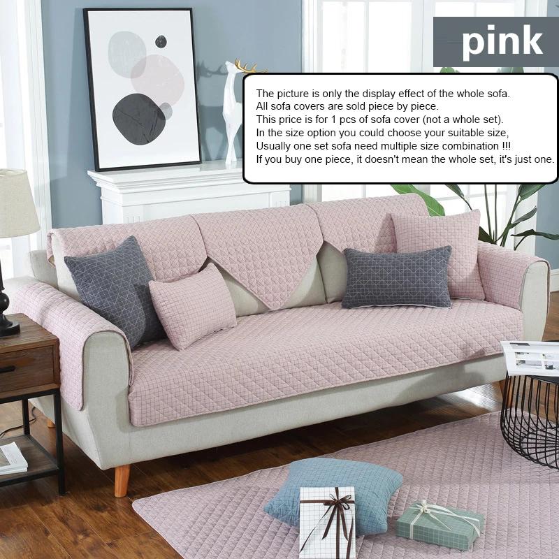 Husă Modernă de Bumbac pentru Sofă Japoneză Culoare Solidă Perna pentru Sofă Matlasată Combinație Grilă Huse Prosop pentru Sofă pentru Decor Living