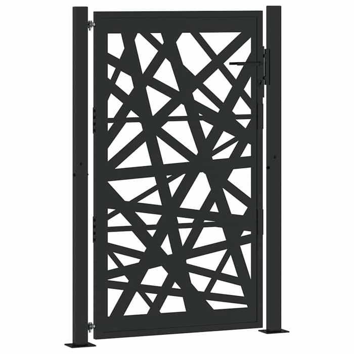 VidaXL Portail de jardin noir 105x155 cm acier conception de lumière, porte de clôture, porte extérieure, porte en métal, 4100951