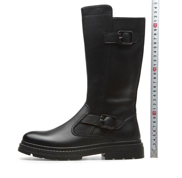 Men's High-Top Genuine Leather Equestrian Riding Boots - Winter Long Cowboy Style