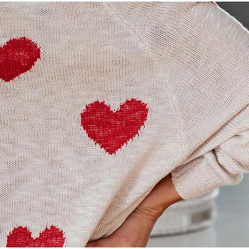 Женские свободные свитера с V-образным вырезом в форме сердца — фото 13