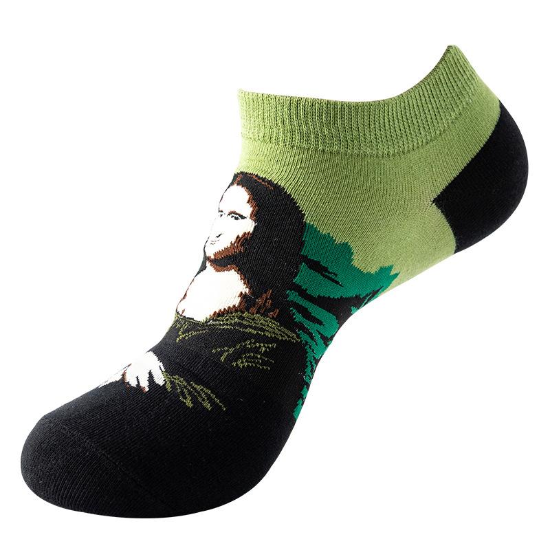 Spring Summer Socks Cute Funny Harajuku Cartoon Men Boat Oil Painting Food Casual Cotton Short Socks for Female Sox